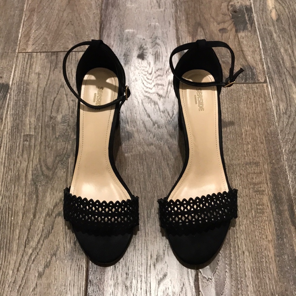 Black Strapped Block heels